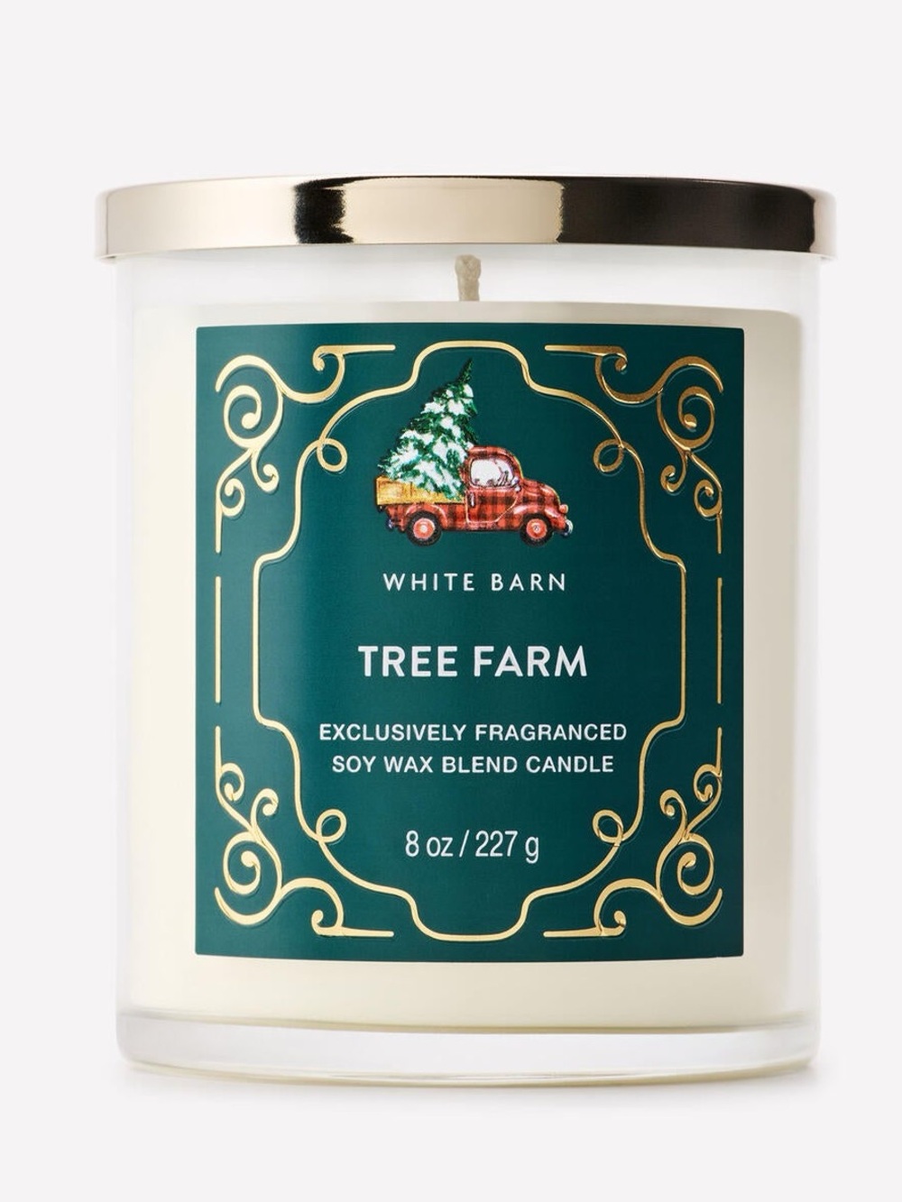 BBW/White Barn 🌲 Tree Farm Single Wick 🍎✨ Scented Soy Candle - Green